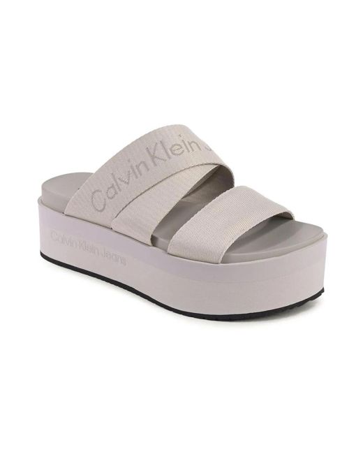 Sliders di Calvin Klein in White