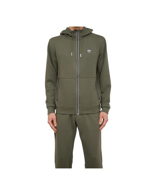 EA7 Hoodies & Sweatvesten ,Groen ,Polyester Sweatshirt Met Rits in het Green voor heren