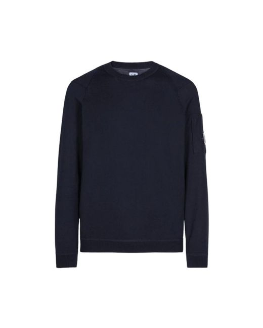 C P Company Blue Round-Neck Knitwear for men