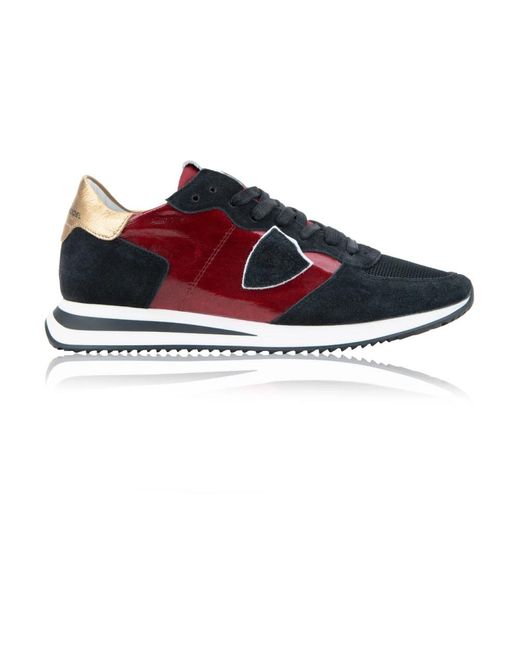 Philippe Model Schoenen ,Rood ,Suède Tropez Haute Sneakers in het Black