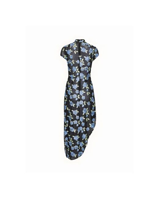 ROTATE BIRGER CHRISTENSEN Blue Asymmetrisches maxi-kleid aus mesh
