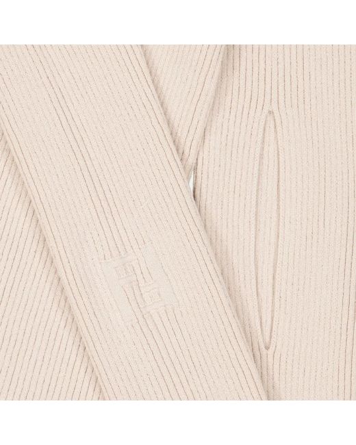 Fendi Natural Gerippter cardigan mit rundhalsausschnitt