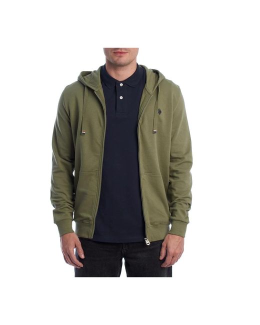 U.S. POLO ASSN. Hoodies & Sweatvesten ,Groen ,Katoen Hoodie Met Rits En Sportieve Erfgoed in het Green voor heren