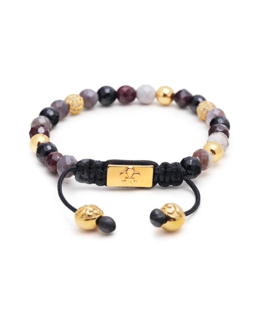 Nialaya Metallic Beaded bracelet with botswana agate, garnet, agate and gold