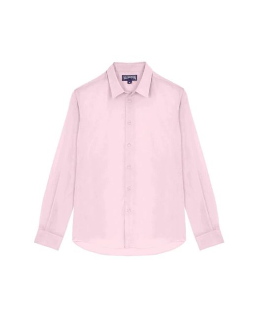 Vilebrequin Leichtes Solid -Hemd Aus Baumwollvoile in Pink für Herren