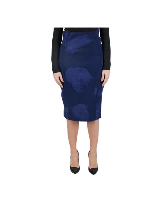 Kiton Wool Cashmere Skirt in het Blue