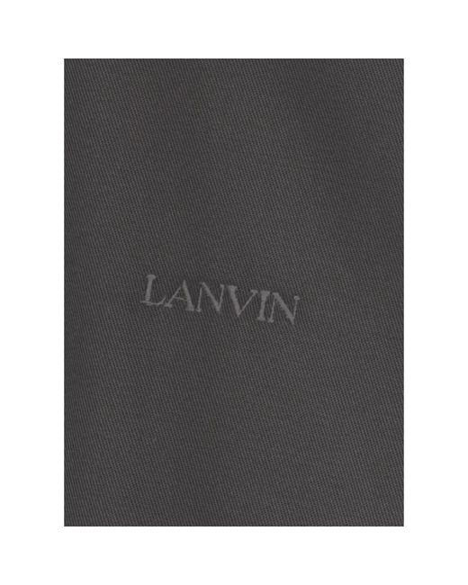 Lanvin Graues baumwollhemd mit kragen und vordertasche in Black für Herren