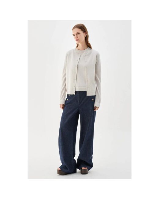 BUSNEL Truien & Vesten ,Wol Penelope Jacquard Merino Wollen Cardigan in het White