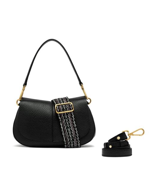 Gianni Chiarini Black Helena Round Maxi Grain Leder Schultertasche