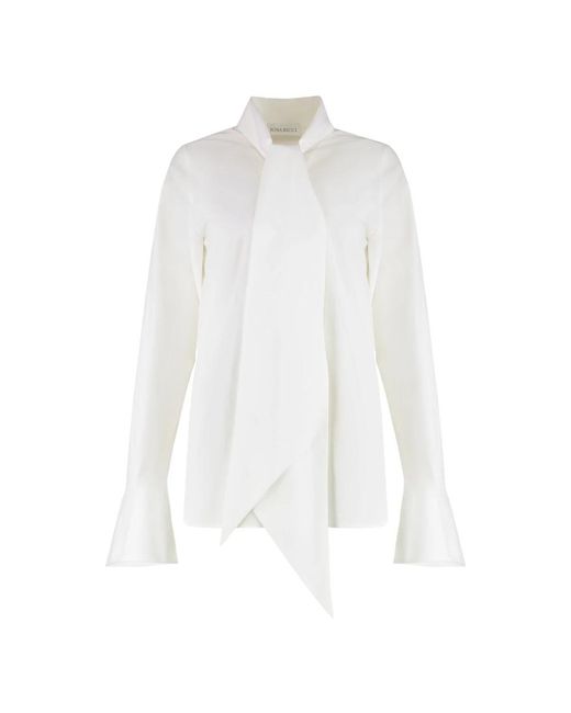 Nina Ricci White Schleifenkragen Baumwollhemd
