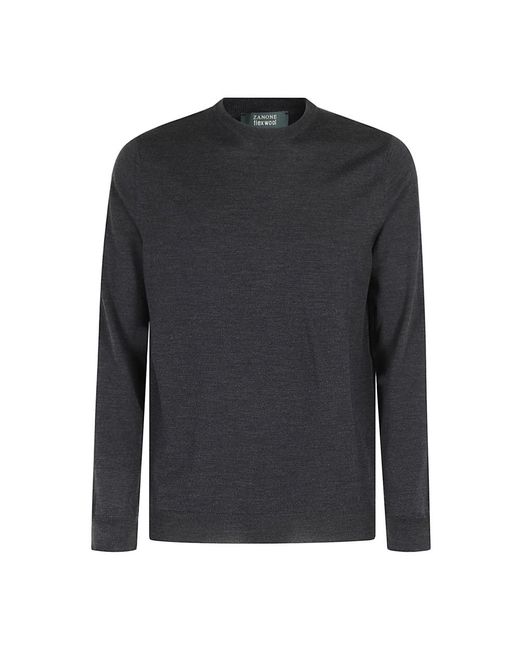 Zanone Flexwool rundhalspullover in Black für Herren