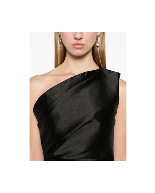 Solace London Black Schwarzes one-shoulder-kleid mit drapierung