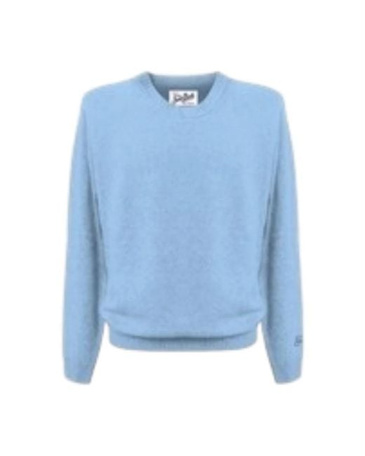 Mc2 Saint Barth Blue Round-Neck Knitwear for men