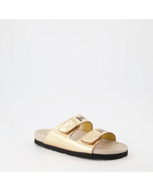 Logo print sandali in pelle di Palm Angels in White