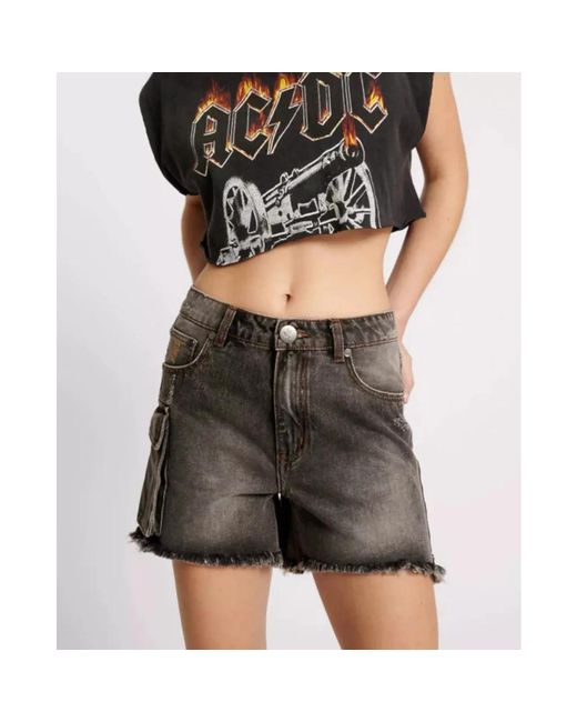 One Teaspoon Korte Broeken ,Grijs ,Katoen Grijze Cargo Shorts in het Gray