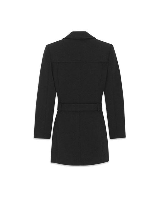 Saint Laurent Black Double-Breasted Coats