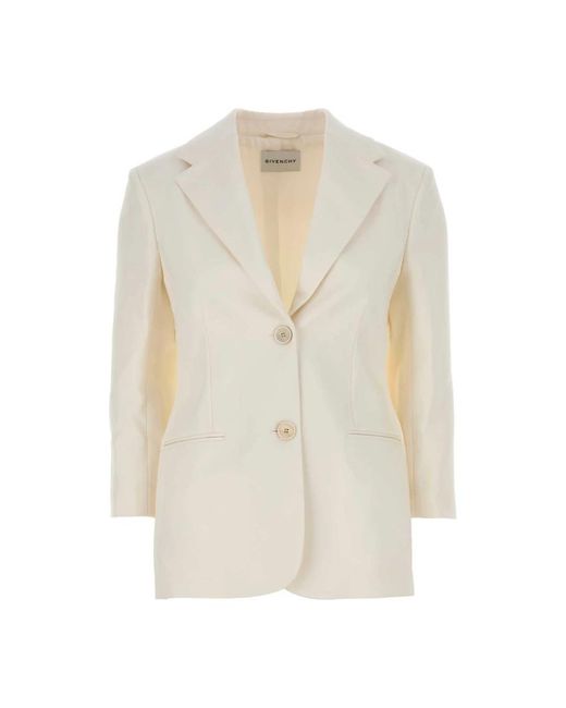 Givenchy Jassen ,Wit ,Leer Enkelrijdig Jasje Met 2 Knopen in het White