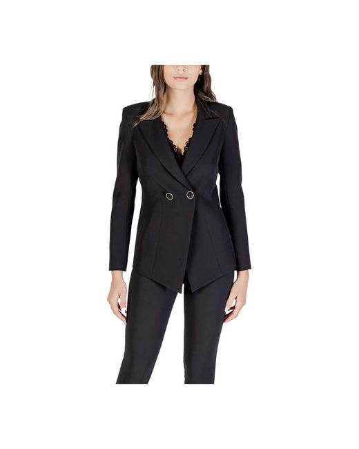 Rinascimento Black Schicker V-Ausschnitt Reversblazer Mit Knopf