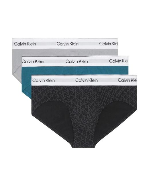 Calvin Klein Ondergoed ,Veelkleurig ,Katoen Hip Brief 3Pk in het Black voor heren