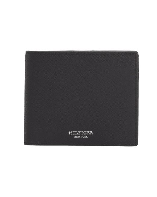 Portafoglio saffiano per carte di credito e monete di Tommy Hilfiger in Black da Uomo