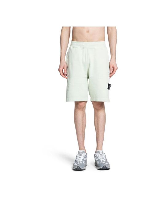 Stone Island Bestickte logo bermuda shorts in Natural für Herren