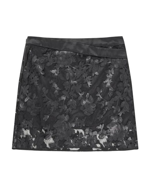 Munthe Rokken ,Zwart ,Sequin Rok Met Kantafwerking in het Black