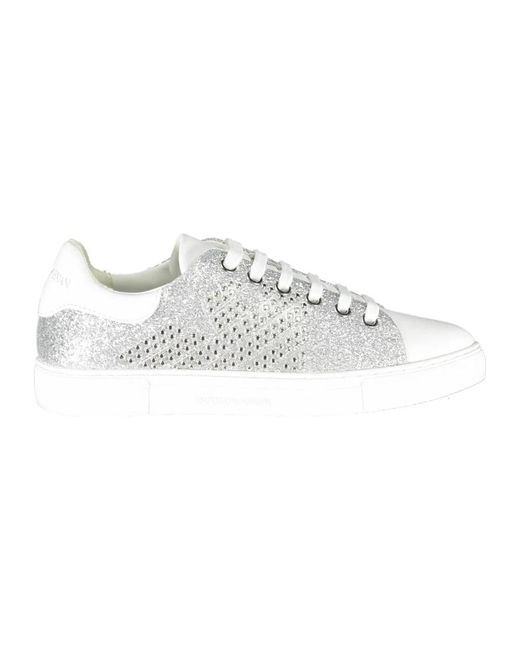 Emporio Armani White Sportliche silberne sneakers mit kontrastdetails