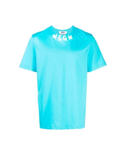 MSGM Logo kragen t-shirt in Blue für Herren