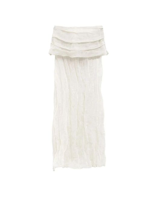 Paloma Wool White Weißer Langer Rock Mit Seitlichem Reißverschluss