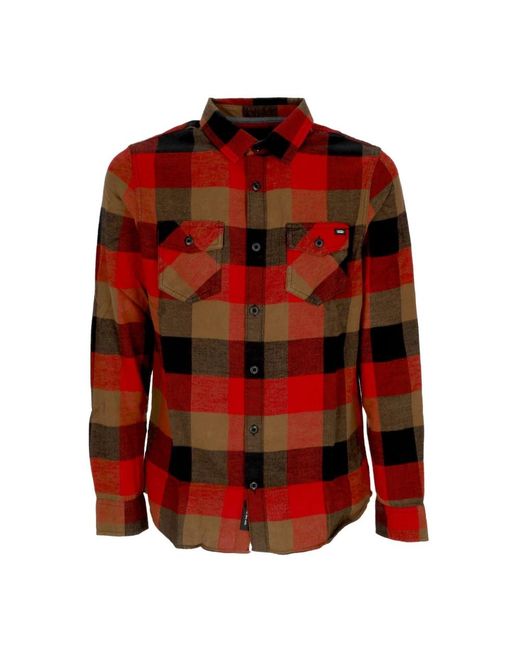 Vans Red Long Sleeve Shirt Box Flannel Shirt for men