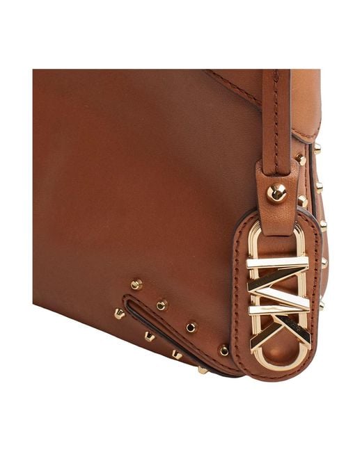 Michael Kors Brown Astor Large Schultertasche Aus Leder Mit Nieten