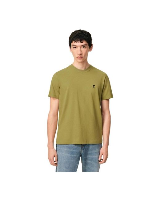 AMI Tops ,Groen ,Katoen De Coeur T-Shirt in het Green voor heren