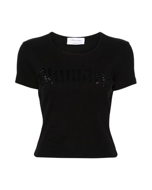 T-shirt e polo con strass di Blumarine in Black