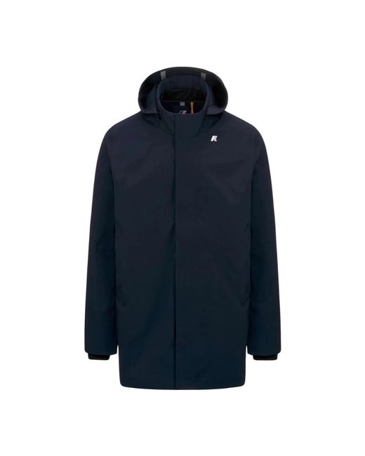 K-Way Jassen ,Blauw ,Nylon Blauwe Parka Jas Driekwart Lengte in het Blue voor heren