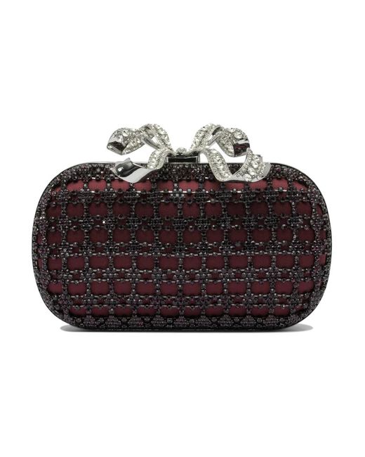 Self-Portrait Black Bordeaux Chainmail Clutch Tasche