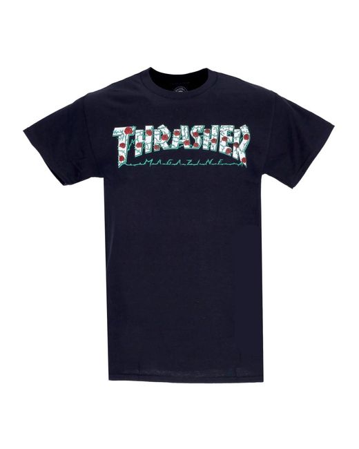 Thrasher Tops ,Zwart ,Katoen Zwarte Rozen Tee T-Shirt in het Blue voor heren