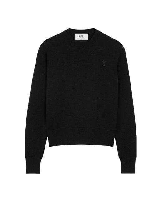 AMI Black Round-Neck Knitwear for men
