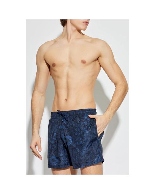 Etro Badmode ,Blauw ,Polyester Paisley Zwemshort in het Blue voor heren