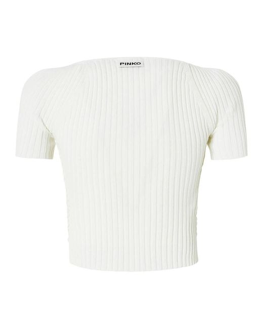 Pinko White V-Neck Knitwear