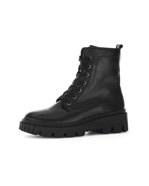 Gabor Black Elegante Schnürstiefeletten Aus Leder