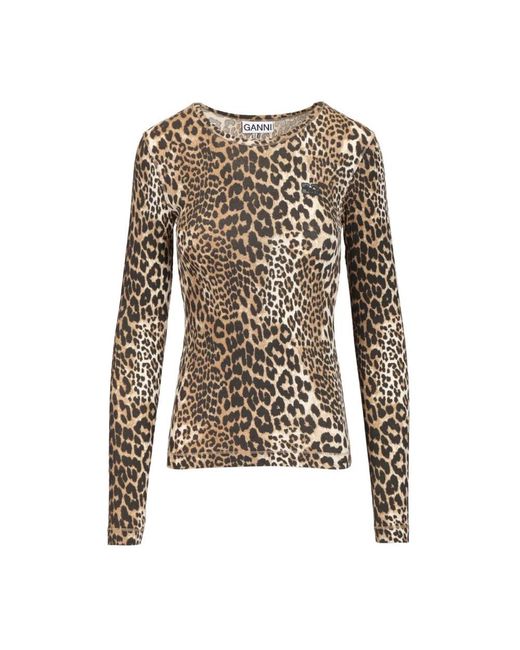 Ganni Brown Long Sleeve T-Shirts