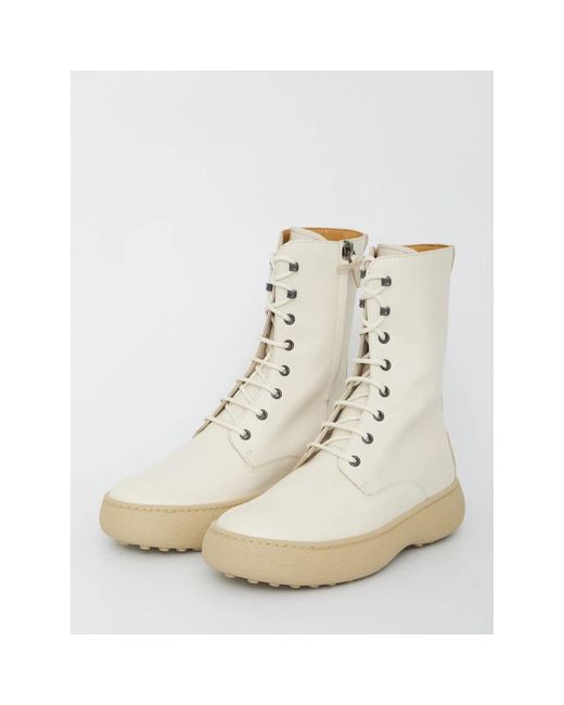 Tod's Natural Lace-Up Boots