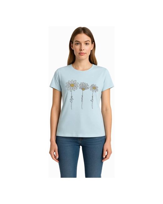 Clips Tops ,Blauw ,Lichtblauwe Fonkelende T-Shirt Polo in het Blue