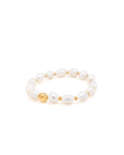 Nialaya Metallic `s wristband with baroque pearls and gold