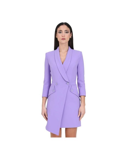 Vestido lila cruzado con botones Elisabetta Franchi de color Purple