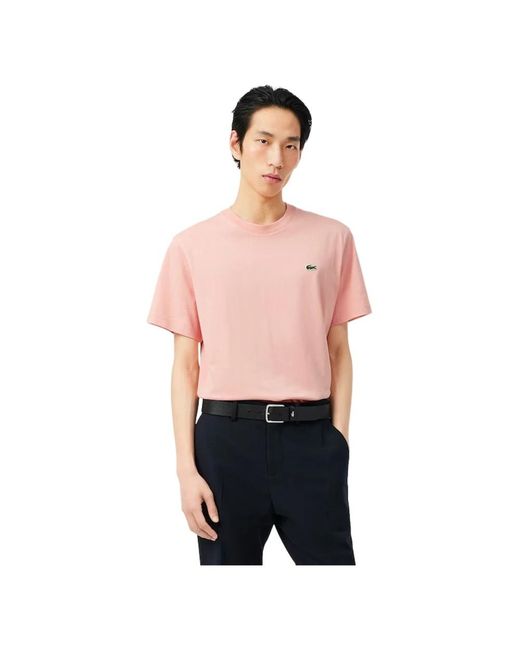 Lacoste Tops ,Roze ,Basic Logo Crewneck Tee in het Pink voor heren