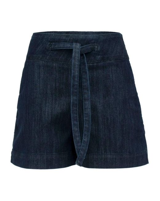 MVP WARDROBE Blue Dunkle waschung high-waisted denim shorts