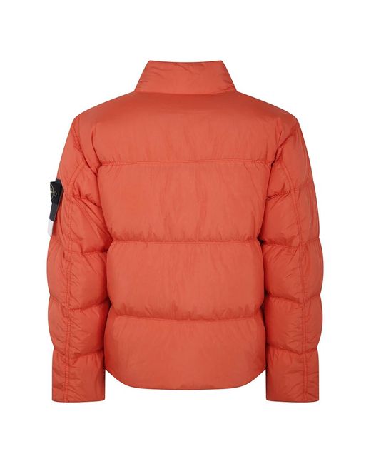 Stone Island Jassen ,Oranje ,Nylon Garment Dyed Crinkle Reps Ny Nylon Bomber in het Orange voor heren
