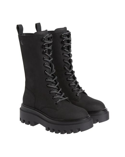 Calvin Klein Black Lace-Up Boots
