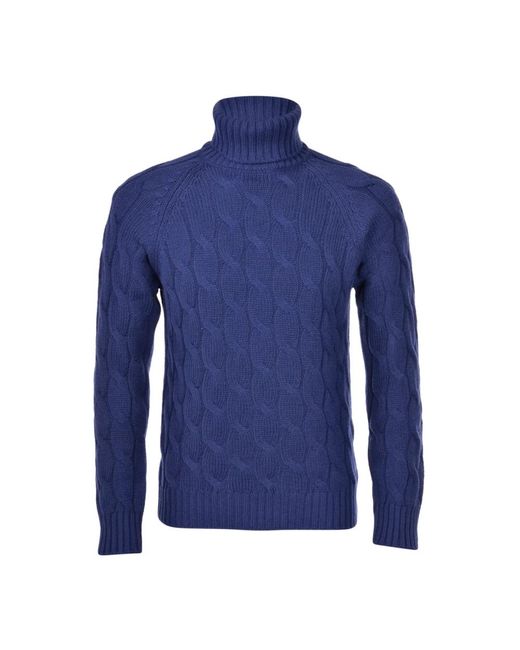 Paolo Fiorillo Air wool pullover mit zopfmuster in Blue für Herren